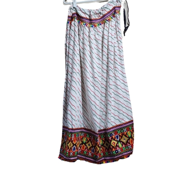 Hand-made Boho embroidered multicolor embellishments cotton skirt one si… - Picture 1 of 5